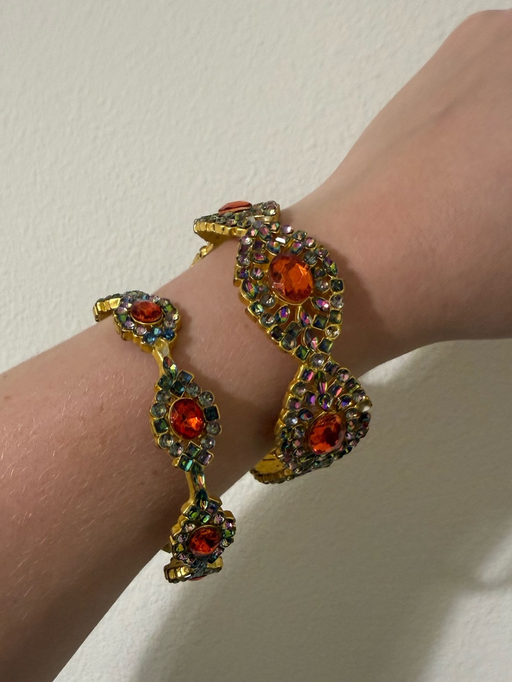 Sassy Jones Gold-Tone Bracelet Set with Multicolor Rhinestones